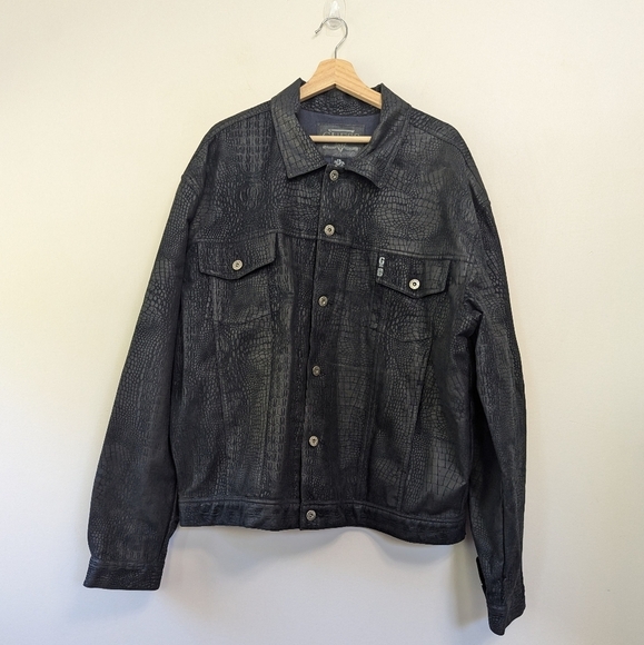 Vintage 90s Guess Jeans Snake Alligator Animal Trucker Jacket